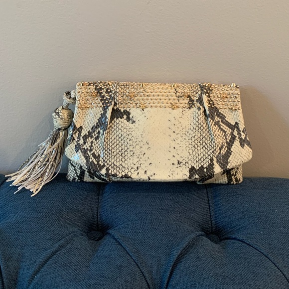 Alexis Husdson Snake print Leather Flap Clutch
